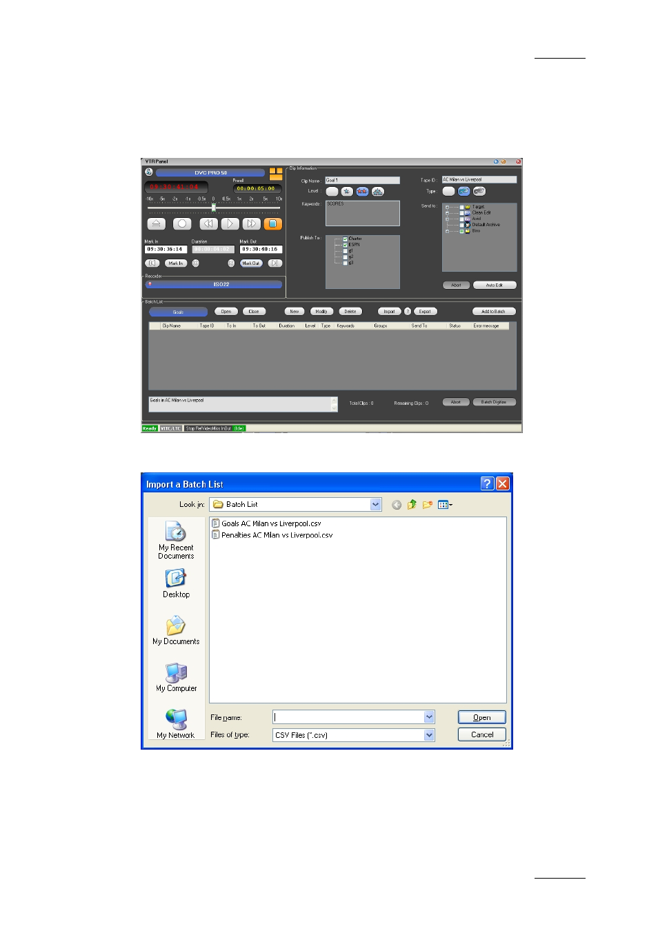 Importing a batch list | EVS IPDirector Version 4.4 - March 2008 Part 3 User's Manual User Manual | Page 34 / 188