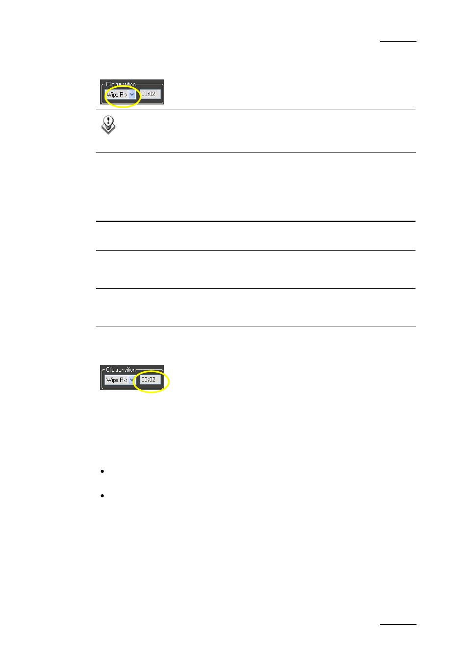 Clip transition – transition type, Clip transition – transition duration | EVS IPDirector Version 4.4 - March 2008 Part 3 User's Manual User Manual | Page 78 / 188