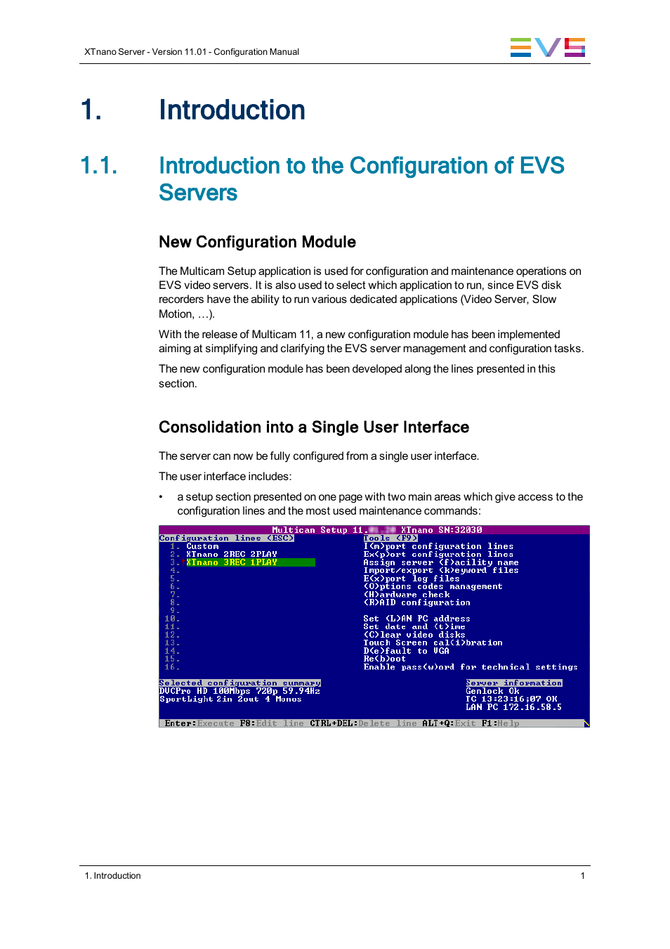 Introduction, Introduction to the configuration of evs servers | EVS XTnano Version 11.01 - November 2012 Configuration Manual User Manual | Page 11 / 182