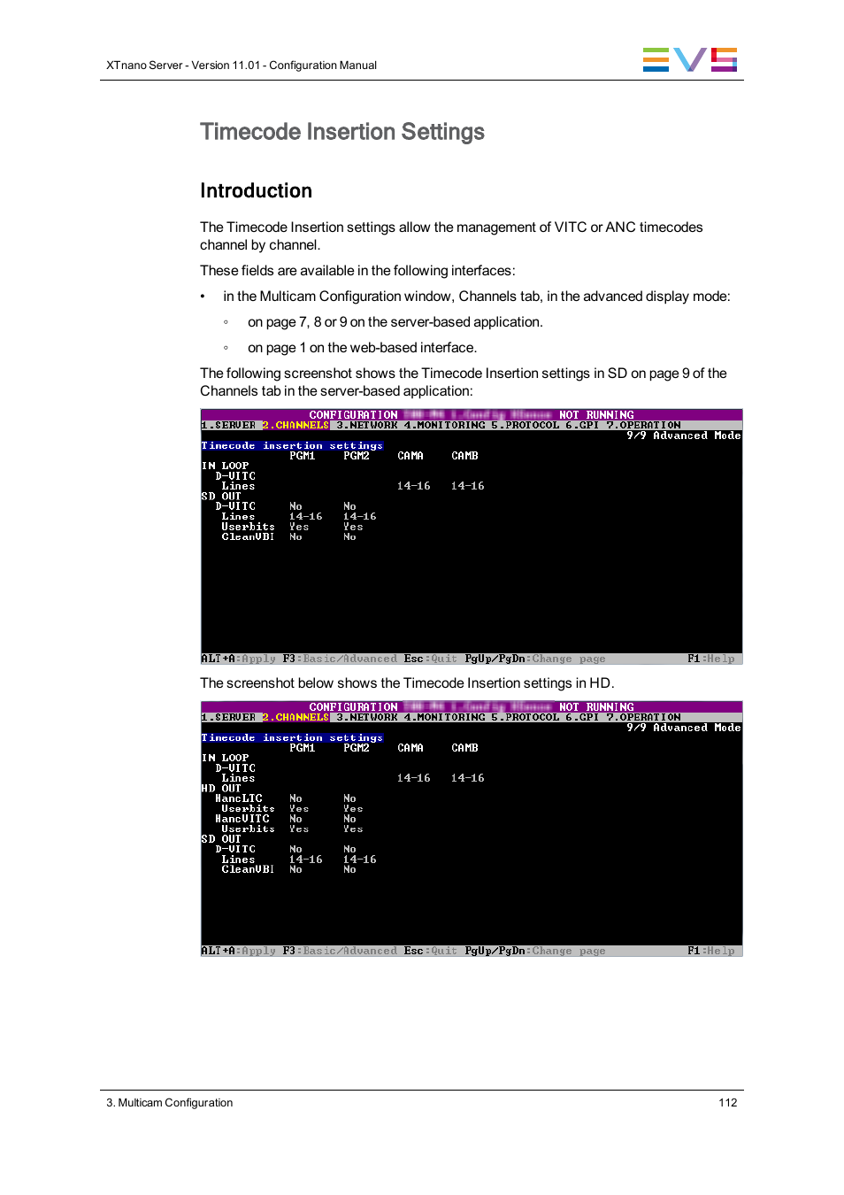 Timecode insertion settings, Introduction | EVS XTnano Version 11.01 - November 2012 Configuration Manual User Manual | Page 122 / 182