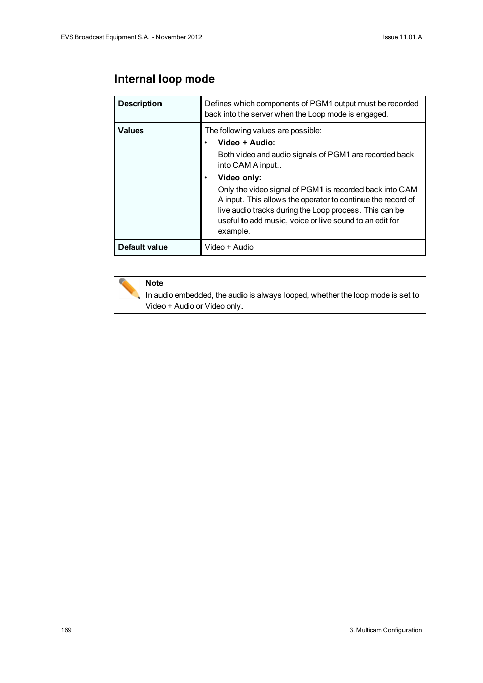 Internal loop mode | EVS XTnano Version 11.01 - November 2012 Configuration Manual User Manual | Page 179 / 182