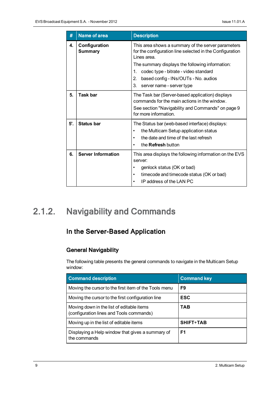 Navigability and commands | EVS XTnano Version 11.01 - November 2012 Configuration Manual User Manual | Page 19 / 182