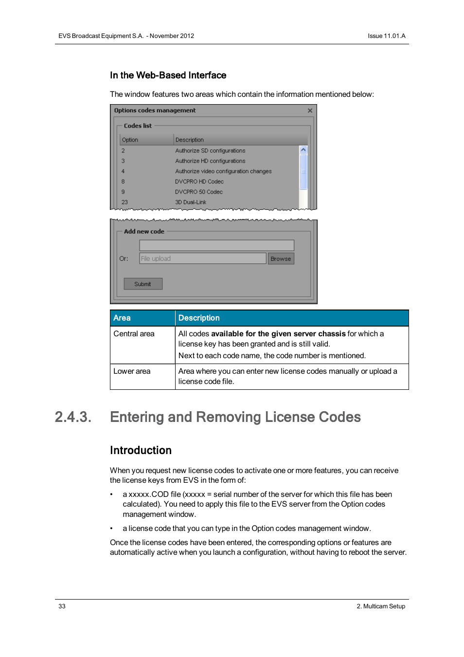 Entering and removing license codes, Introduction | EVS XTnano Version 11.01 - November 2012 Configuration Manual User Manual | Page 43 / 182