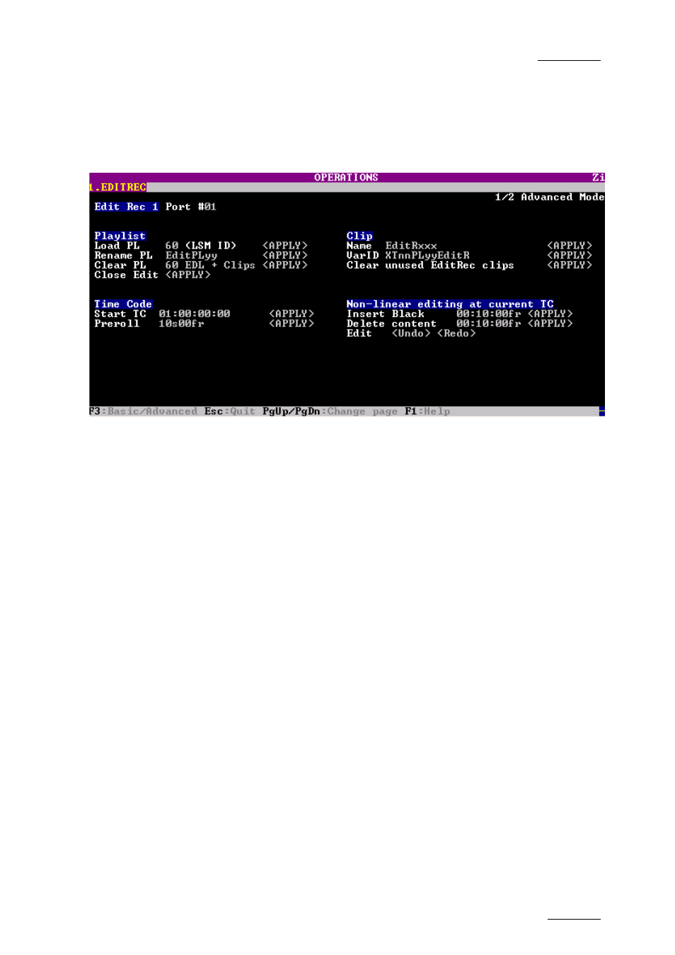 3 operations menu, Operations menu, Perations menu | EVS EditRec Version February 2012 User’s Manual User Manual | Page 19 / 28