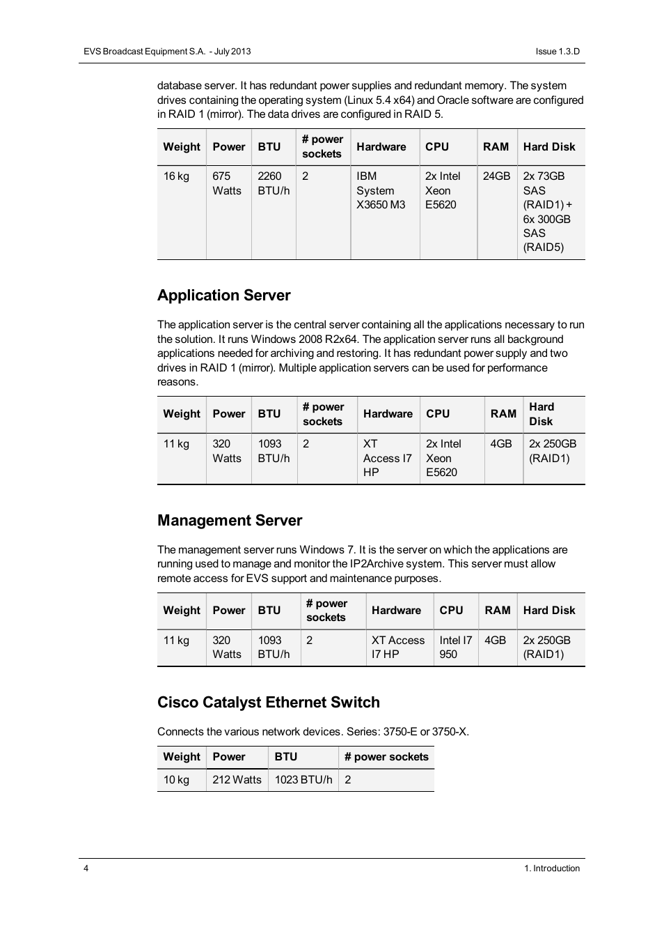 Application server, Management server, Cisco catalyst ethernet switch | EVS IP2Archive Version 1.3 - July 2013 User Manual User Manual | Page 12 / 35