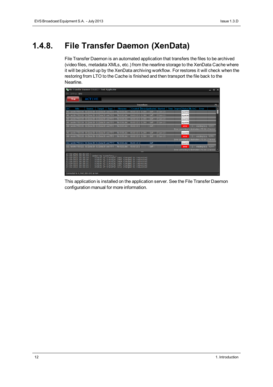 File transfer daemon (xendata) | EVS IP2Archive Version 1.3 - July 2013 User Manual User Manual | Page 20 / 35