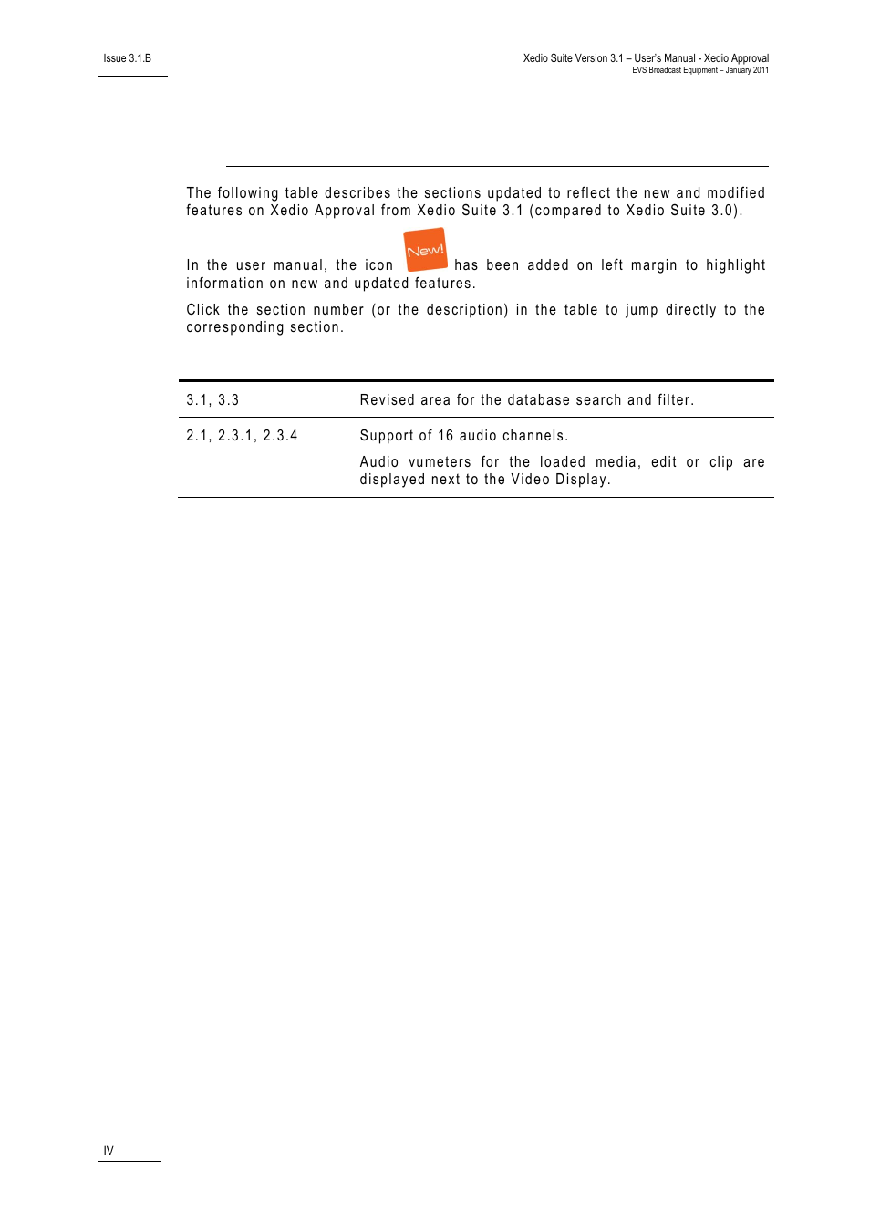 What’s new | EVS Xedio Approval Version 3.1 - January 2011 User Manual User Manual | Page 5 / 32