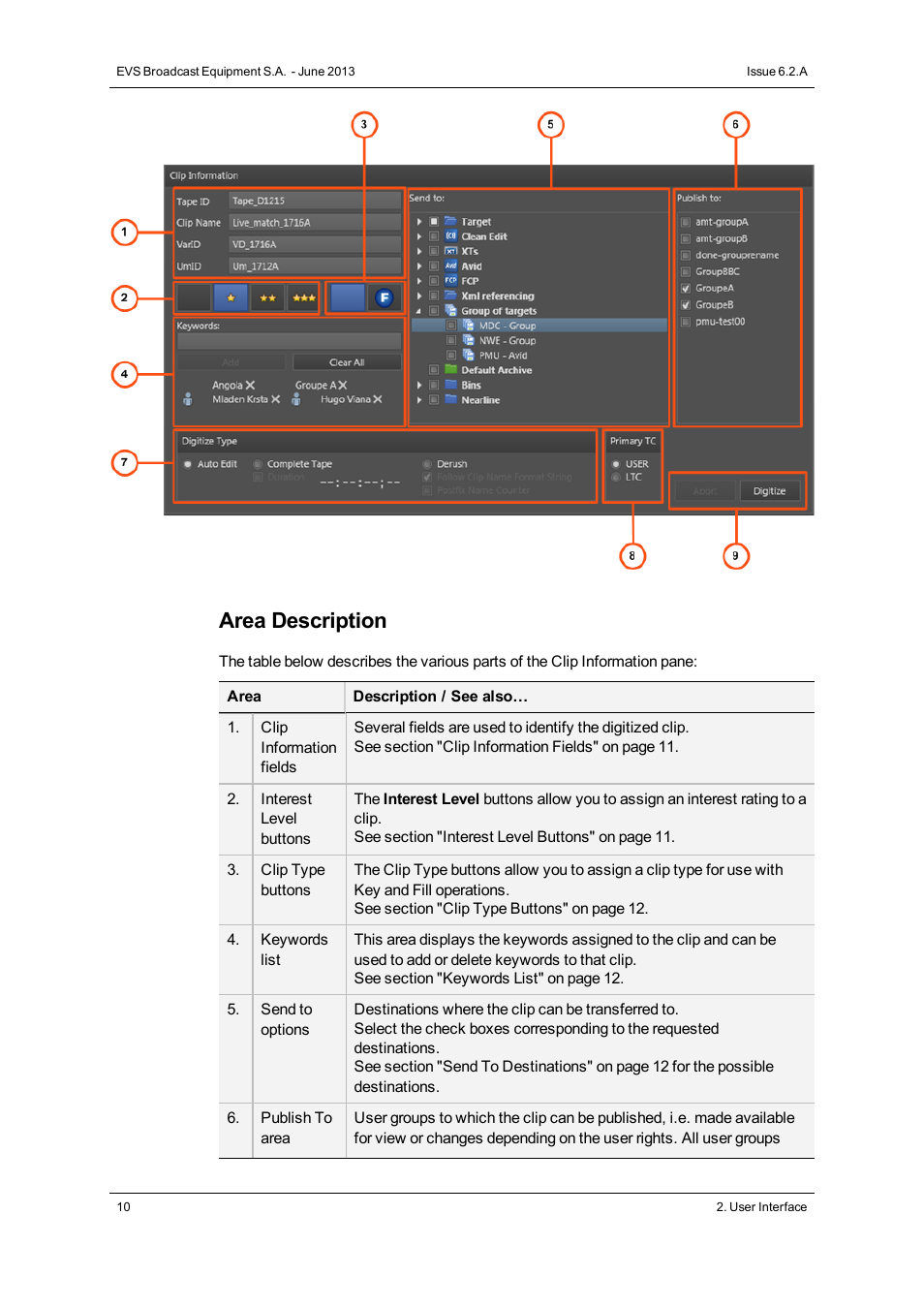Area description | EVS IPDirector Version 6.2 - June 2013 VTR CONTROL PANEL User Manual User Manual | Page 18 / 38