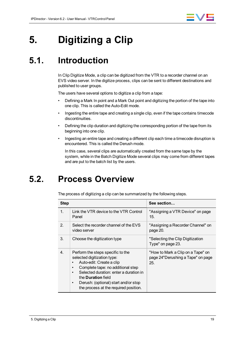 Digitizing a clip, Introduction, Process overview | EVS IPDirector Version 6.2 - June 2013 VTR CONTROL PANEL User Manual User Manual | Page 27 / 38