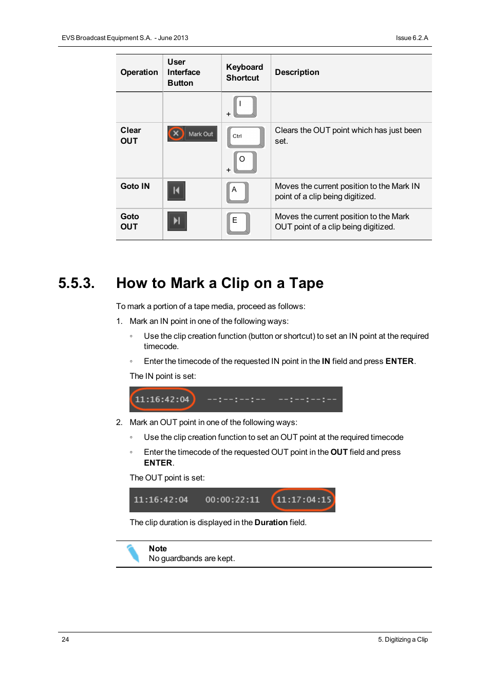 How to mark a clip on a tape | EVS IPDirector Version 6.2 - June 2013 VTR CONTROL PANEL User Manual User Manual | Page 32 / 38