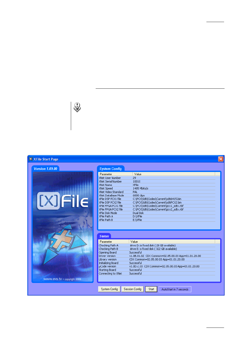 Software management, Start-up | EVS Xfile Version 1.11 - April 2007 User Manual User Manual | Page 14 / 99