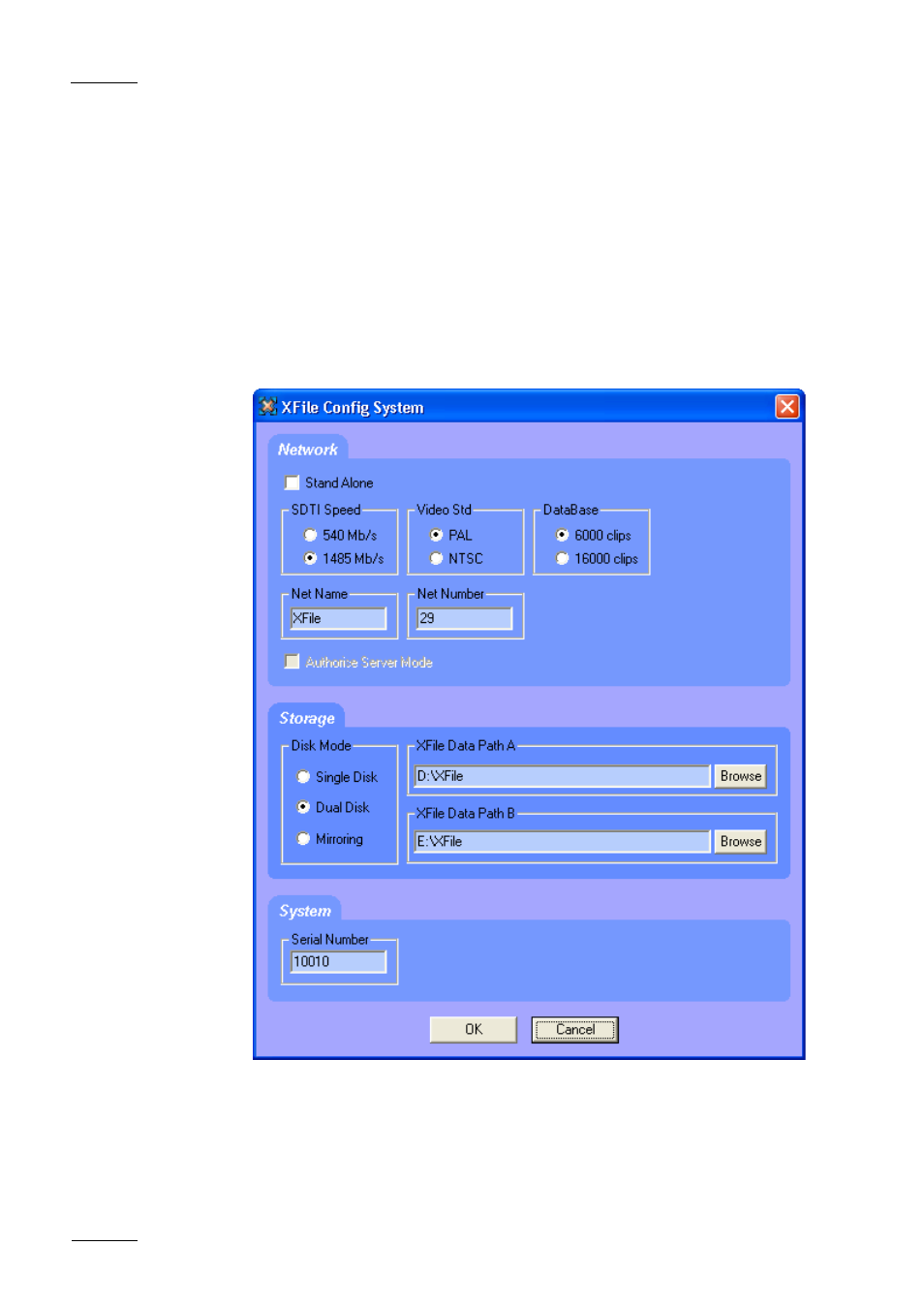 System configuration | EVS Xfile Version 1.11 - April 2007 User Manual User Manual | Page 17 / 99