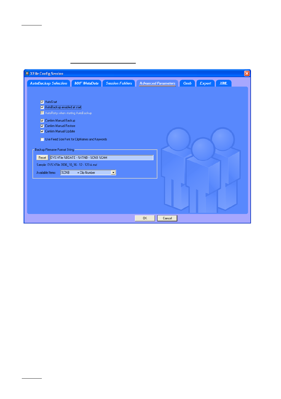 Advanced parameters | EVS Xfile Version 1.11 - April 2007 User Manual User Manual | Page 27 / 99
