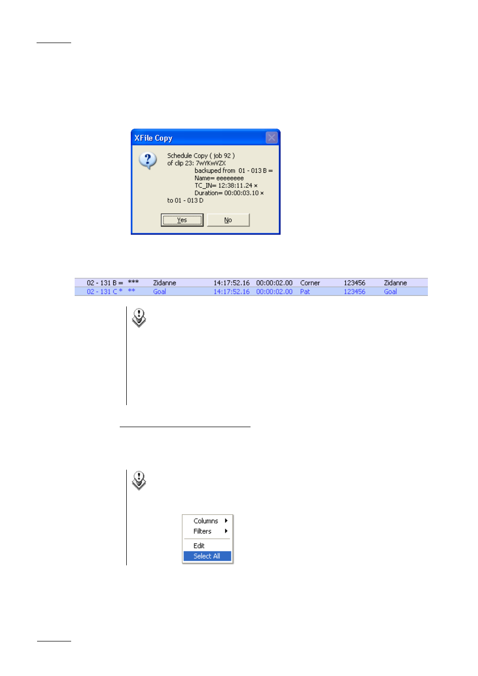 EVS Xfile Version 1.11 - April 2007 User Manual User Manual | Page 59 / 99