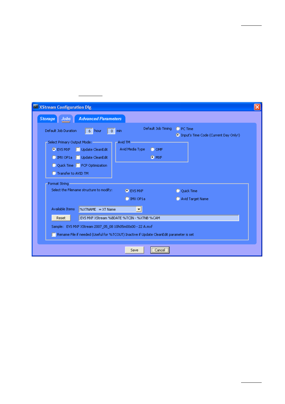 Jobs tab | EVS Xfile Version 1.11 - April 2007 User Manual User Manual | Page 80 / 99