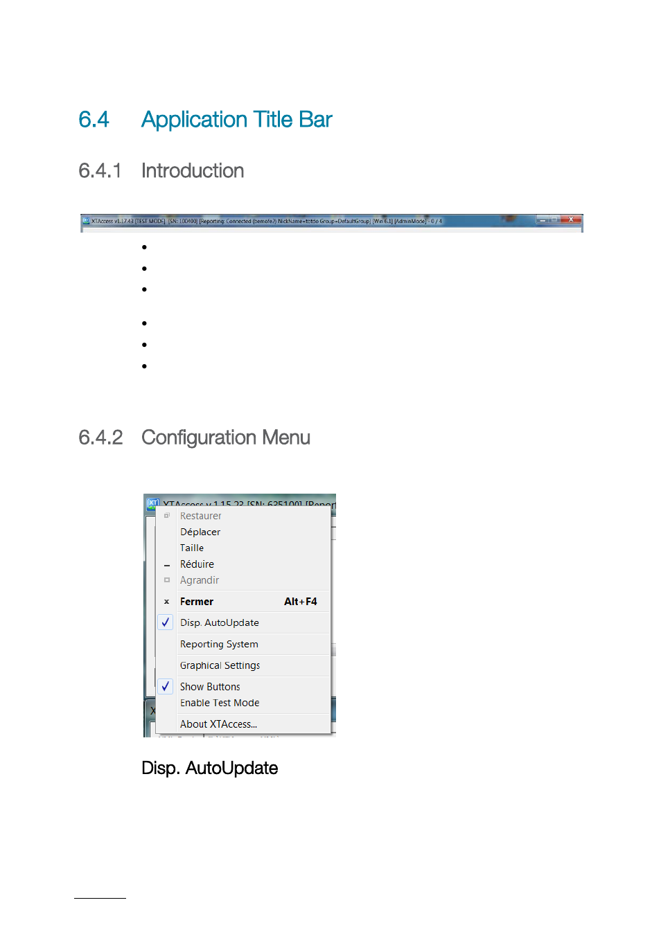 4 application title bar, 1 introduction, 2 configuration menu | Disp. autoupdate, Application title bar, Introduction, Configuration menu | EVS XTAccess Version 1.17 - May 2012 User Manual User Manual | Page 22 / 107