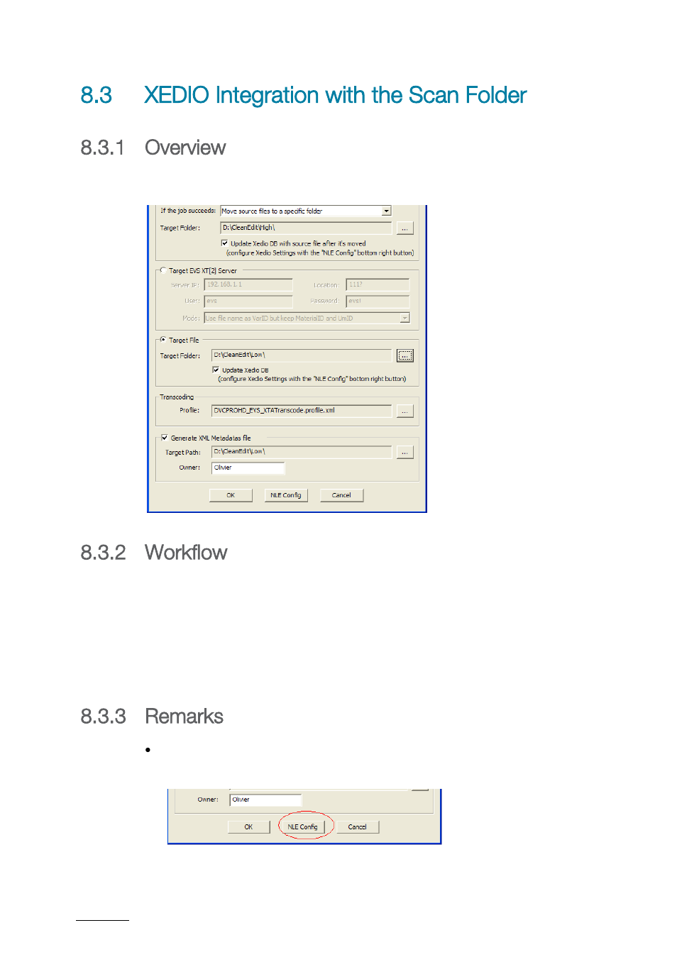 3 xedio integration with the scan folder, 1 overview, 2 workflow | 3 remarks, Xedio integration with the scan folder, Overview, Workflow, Remarks | EVS XTAccess Version 1.17 - May 2012 User Manual User Manual | Page 50 / 107