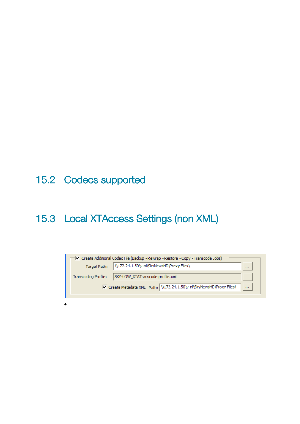 2 codecs supported, 3 local xtaccess settings (non xml), Codecs supported | Local xtaccess settings (non xml) | EVS XTAccess Version 1.17 - May 2012 User Manual User Manual | Page 68 / 107