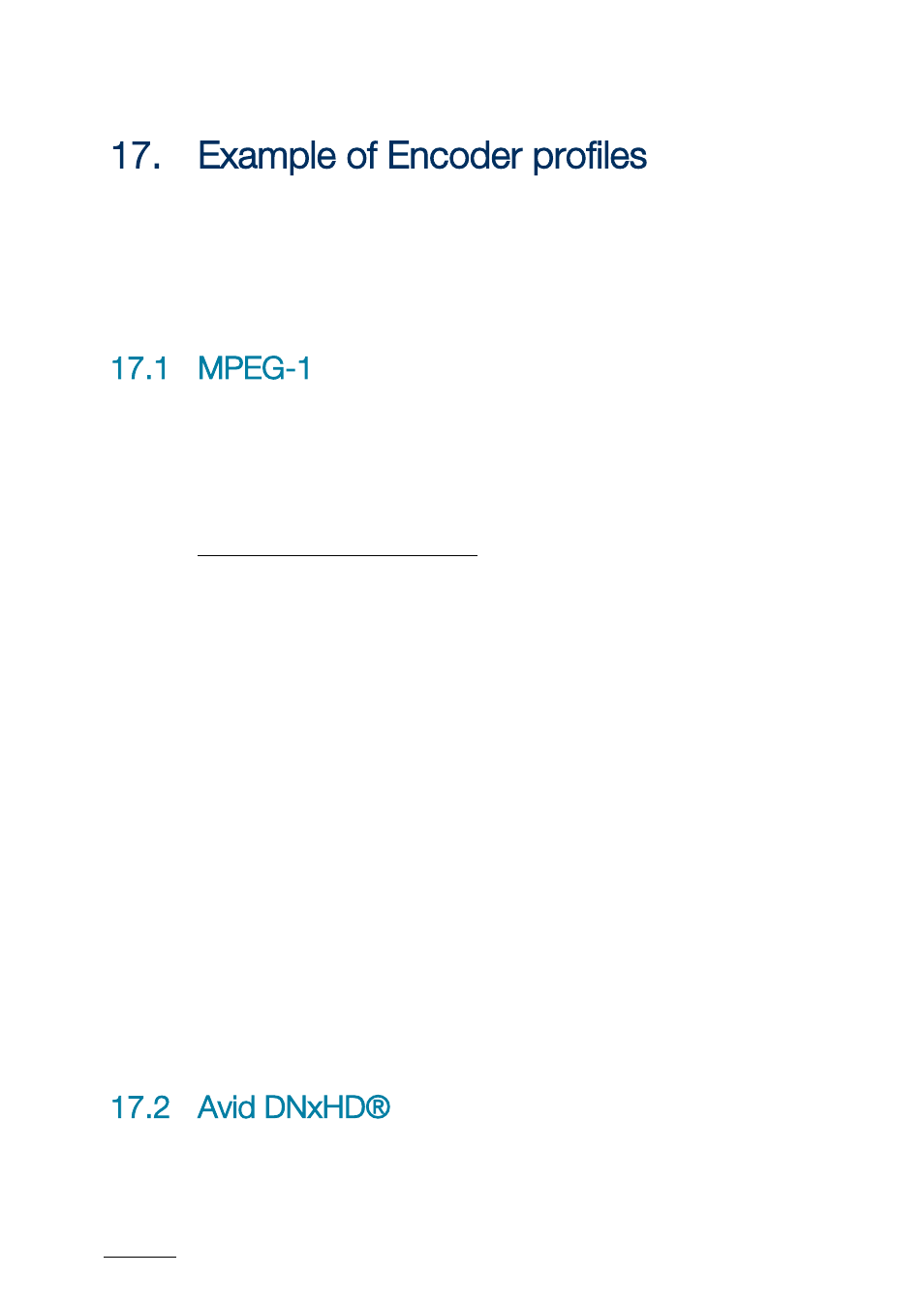 Example of encoder profiles, 1 mpeg-1, 2 avid dnxhd | Xample of, Ncoder profiles, Mpeg-1, Avid dnxhd | EVS XTAccess Version 1.17 - May 2012 User Manual User Manual | Page 74 / 107