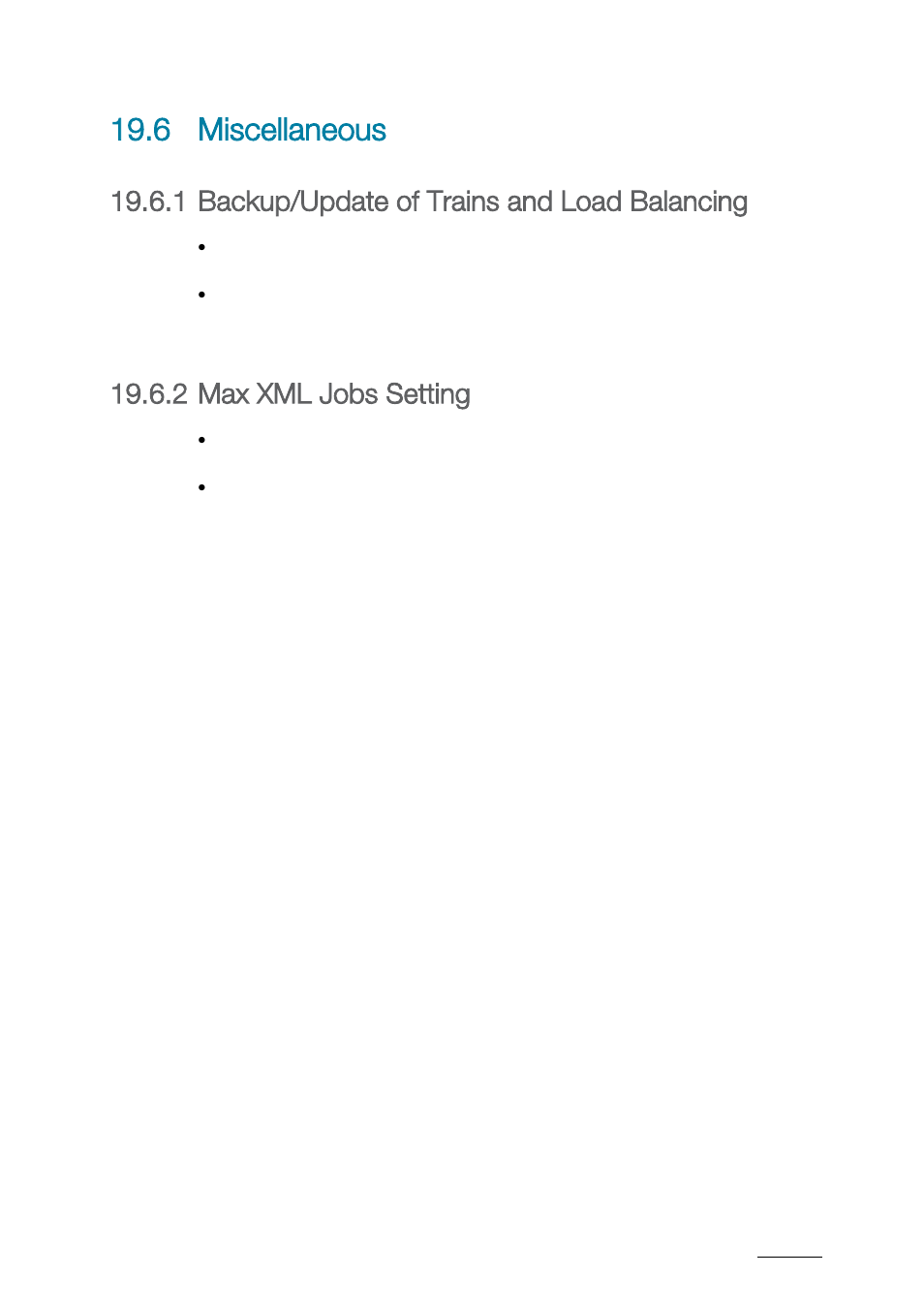 6 miscellaneous, 1 backup/update of trains and load balancing, 2 max xml jobs setting | Miscellaneous, Backup/update of trains and load balancing, Max xml jobs setting | EVS XTAccess Version 1.17 - May 2012 User Manual User Manual | Page 85 / 107