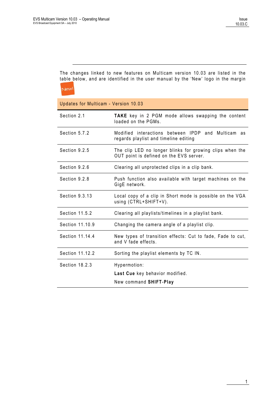 What’s new | EVS MulticamLSM Version 10.03 - July 2010 Operating Manual User Manual | Page 10 / 195