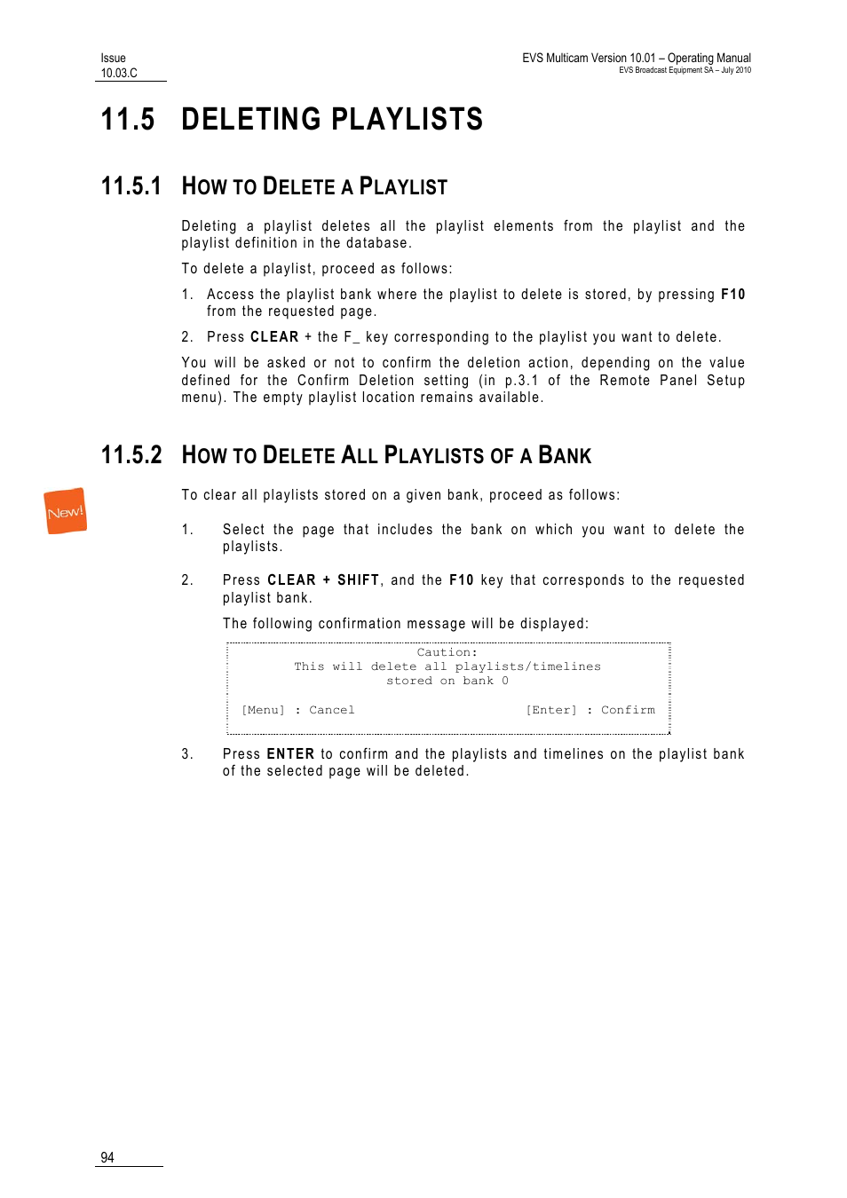 5 deleting playlists, 1 how to delete a playlist, 2 how to delete all playlists of a bank | Ow to, Elete a, Laylist, Elete, Laylists of a | EVS MulticamLSM Version 10.03 - July 2010 Operating Manual User Manual | Page 103 / 195