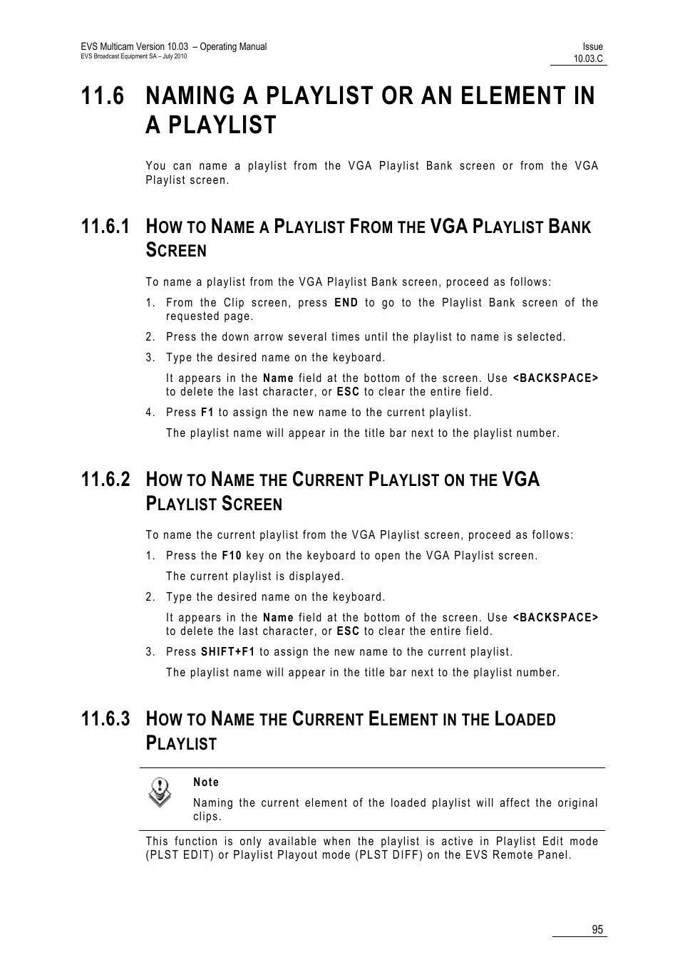 6 naming a playlist or an element in a playlist, Reen, List screen | List | EVS MulticamLSM Version 10.03 - July 2010 Operating Manual User Manual | Page 104 / 195