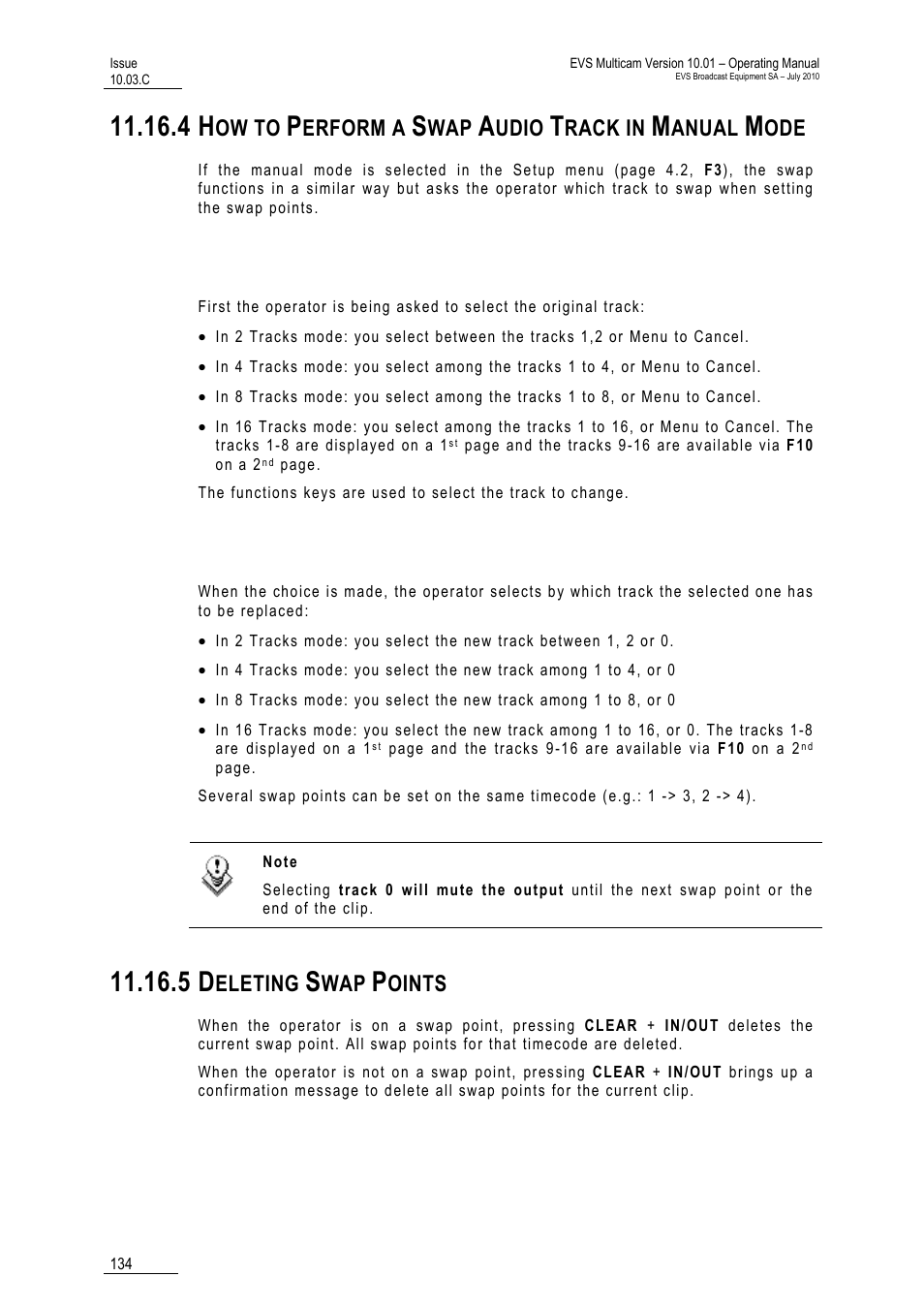 4 how to perform a swap audio track in manual mode, Step 1, Step 2 | 5 deleting swap points, Ow to, Erform a, Udio, Rack in, Anual, Eleting | EVS MulticamLSM Version 10.03 - July 2010 Operating Manual User Manual | Page 143 / 195