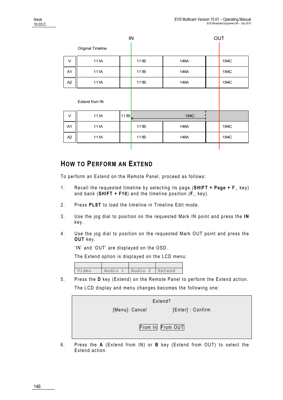 How to perform an extend | EVS MulticamLSM Version 10.03 - July 2010 Operating Manual User Manual | Page 155 / 195