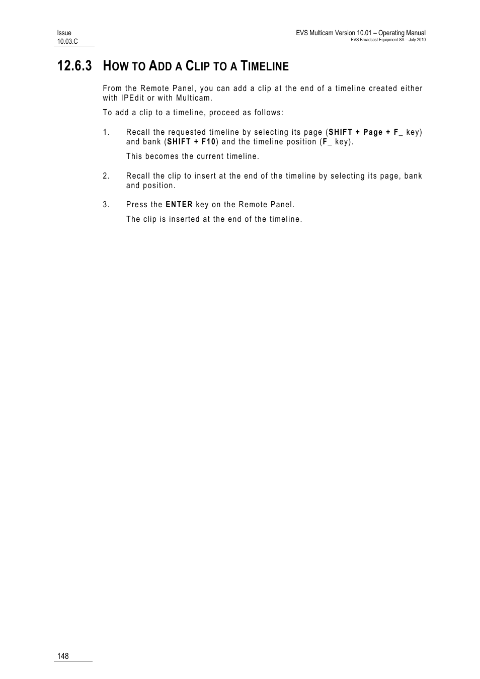 3 how to add a clip to a timeline, Meline, Ow to | Dd a, Lip to a, Imeline | EVS MulticamLSM Version 10.03 - July 2010 Operating Manual User Manual | Page 157 / 195