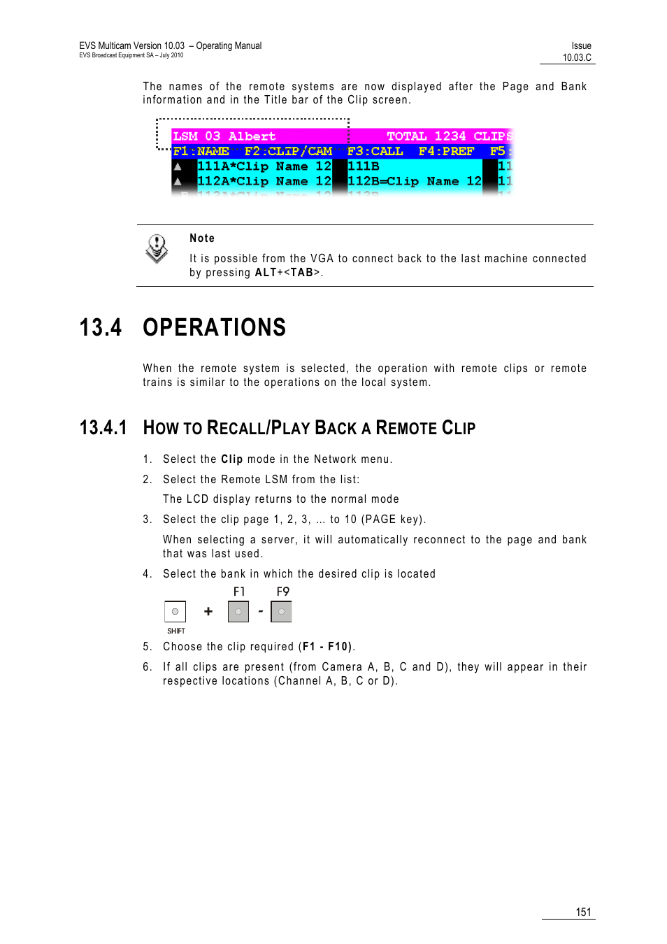 4 operations, 1 how to recall/play back a remote clip, Ow to | Ecall, Ack a, Emote | EVS MulticamLSM Version 10.03 - July 2010 Operating Manual User Manual | Page 160 / 195