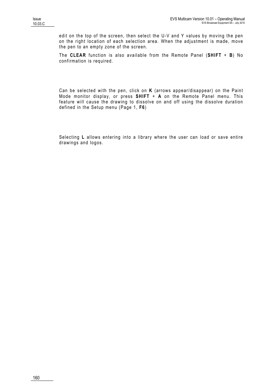 Keyer (k), Library (l) | EVS MulticamLSM Version 10.03 - July 2010 Operating Manual User Manual | Page 169 / 195