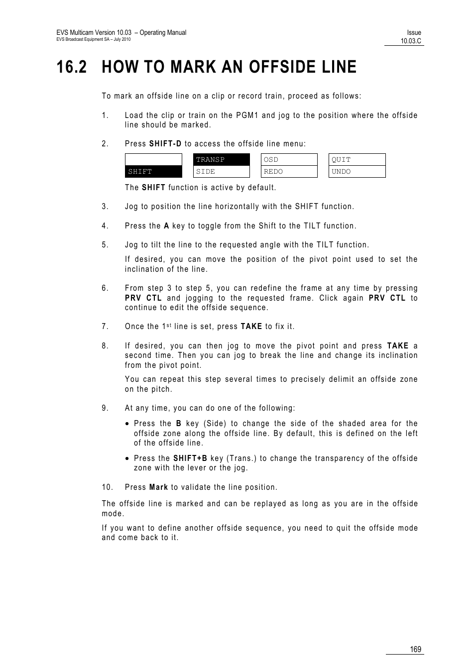 2 how to mark an offside line, Line | EVS MulticamLSM Version 10.03 - July 2010 Operating Manual User Manual | Page 178 / 195