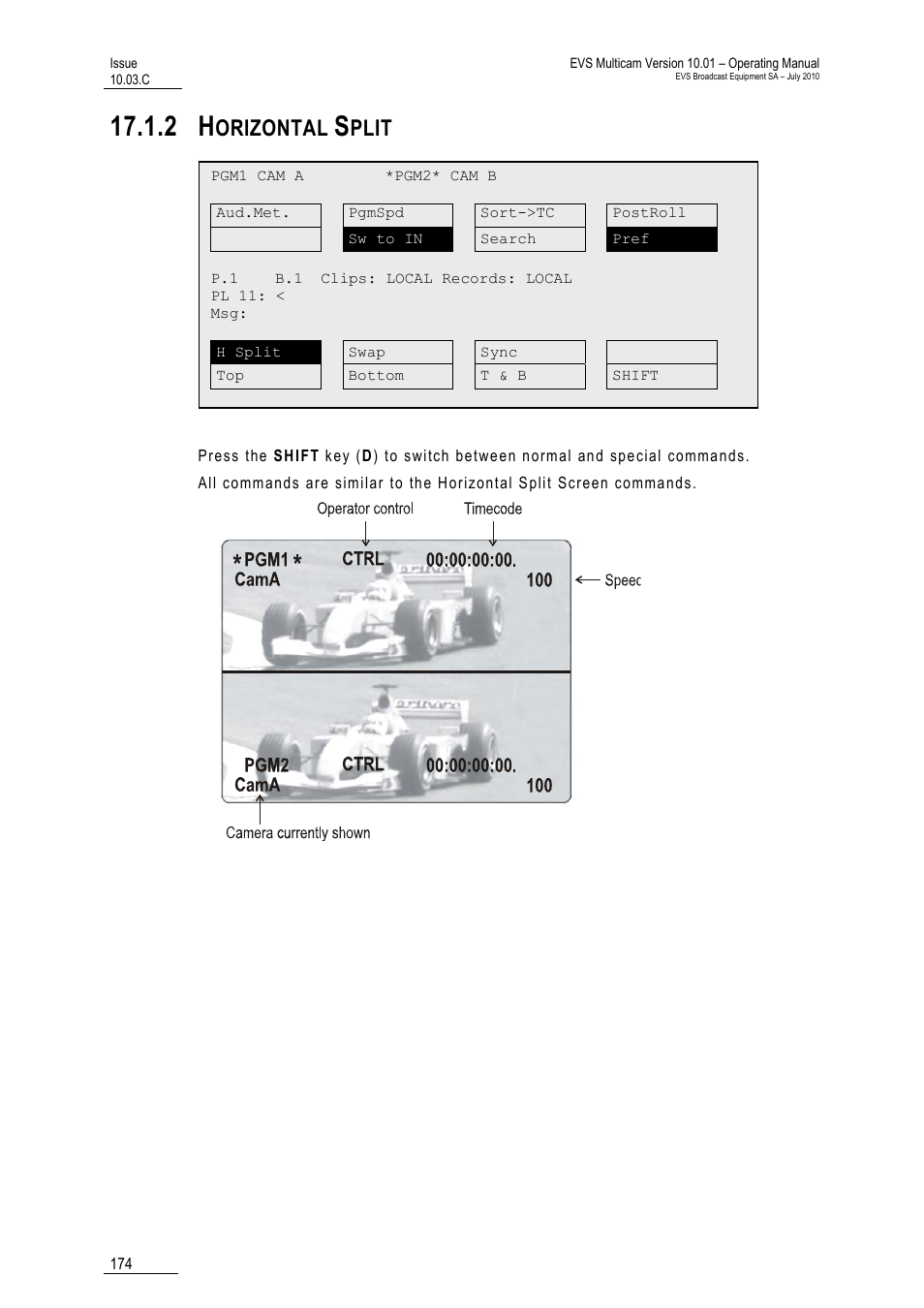 2 horizontal split, Orizontal, Plit | EVS MulticamLSM Version 10.03 - July 2010 Operating Manual User Manual | Page 183 / 195