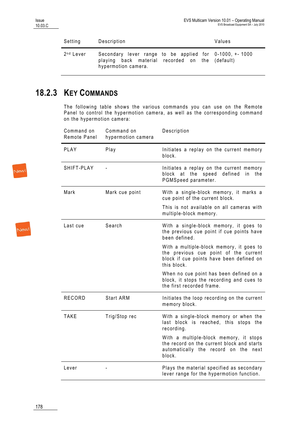 3 key commands, Ands, Ommands | EVS MulticamLSM Version 10.03 - July 2010 Operating Manual User Manual | Page 187 / 195