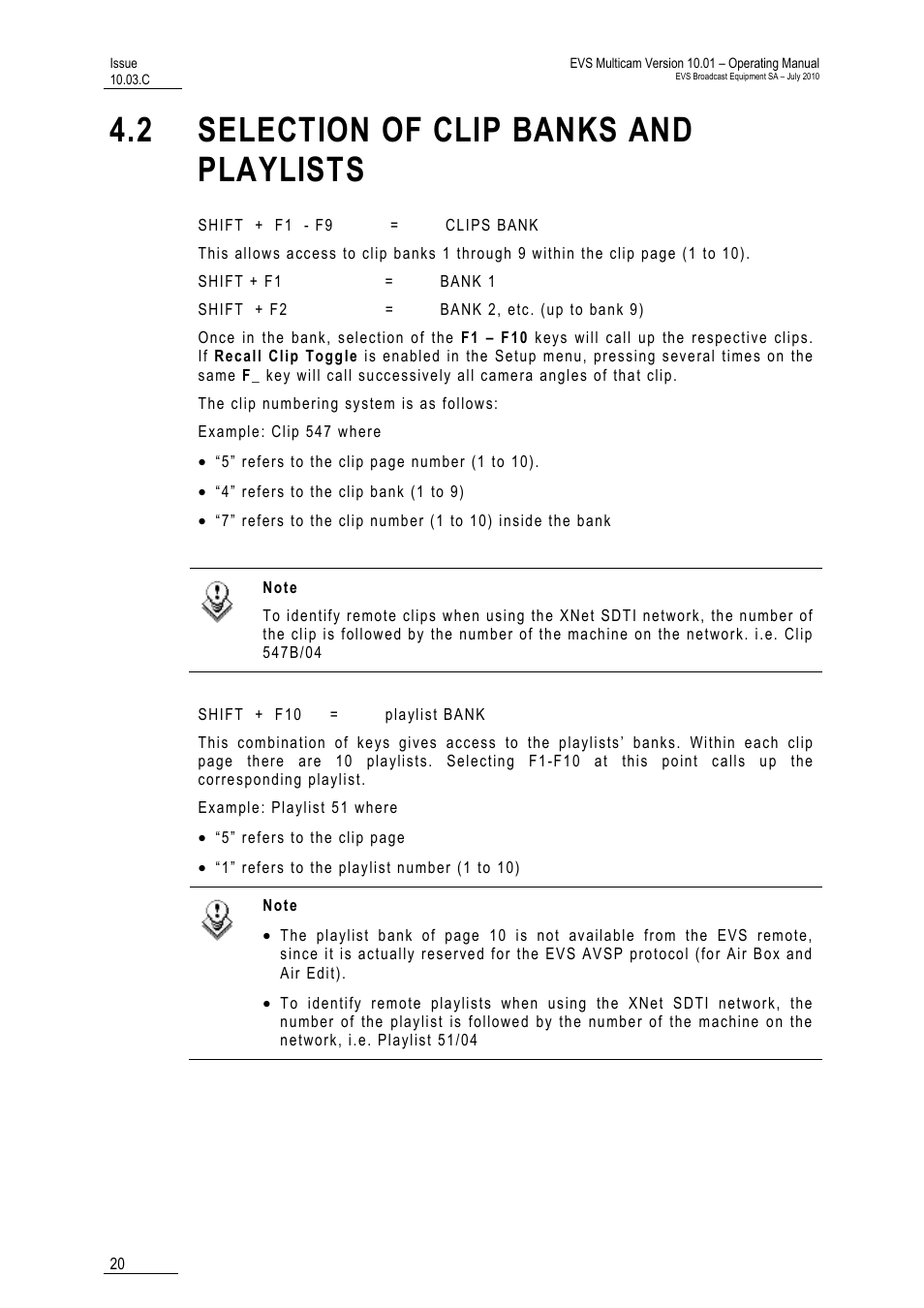 2 selection of clip banks and playlists, Aylists | EVS MulticamLSM Version 10.03 - July 2010 Operating Manual User Manual | Page 29 / 195
