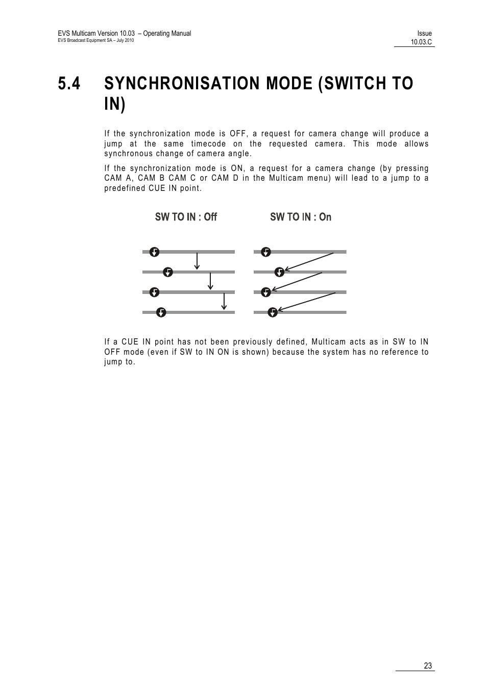 4 synchronisation mode (switch to in) | EVS MulticamLSM Version 10.03 - July 2010 Operating Manual User Manual | Page 32 / 195