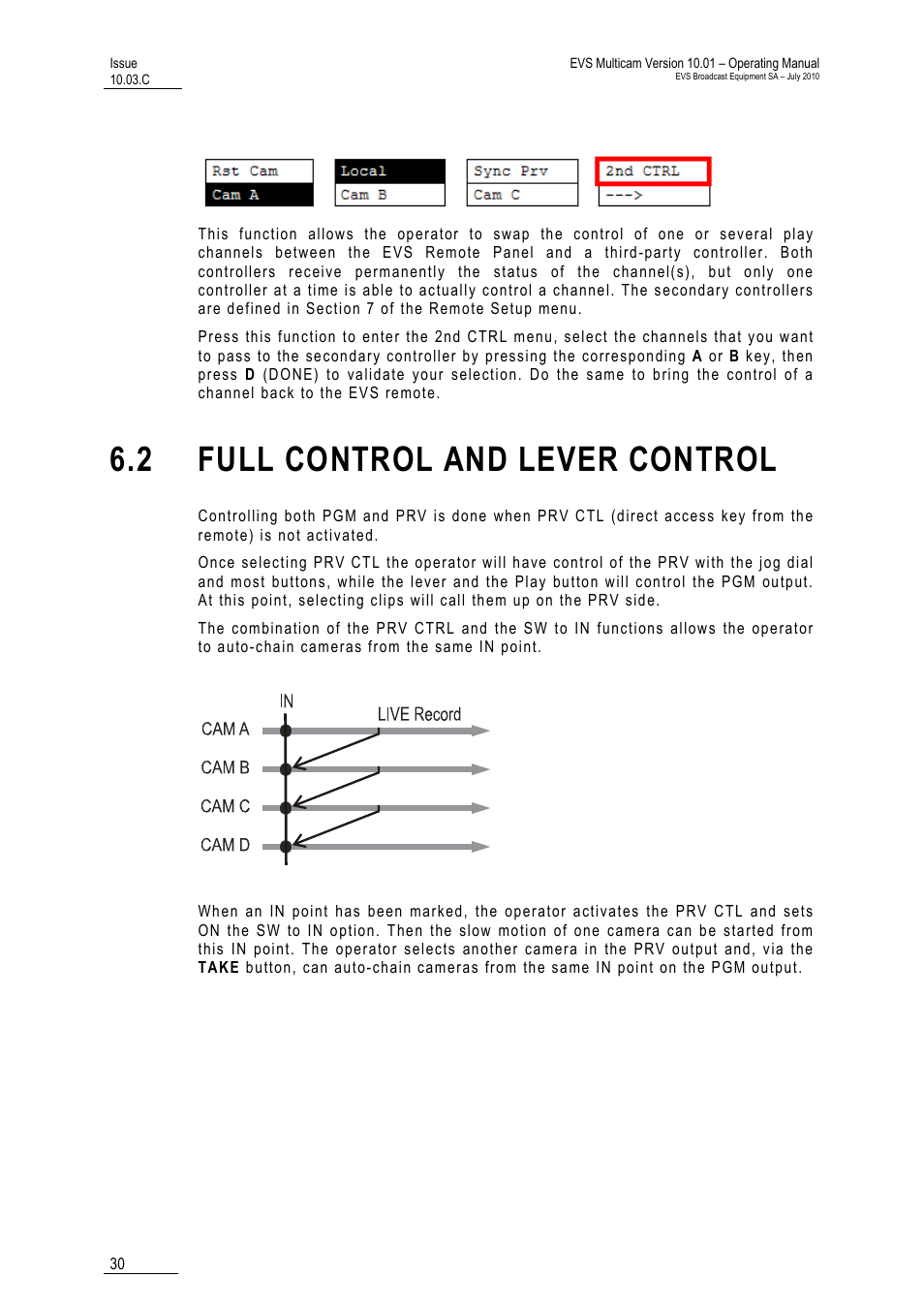 2nd ctrl, 2 full control and lever control | EVS MulticamLSM Version 10.03 - July 2010 Operating Manual User Manual | Page 39 / 195