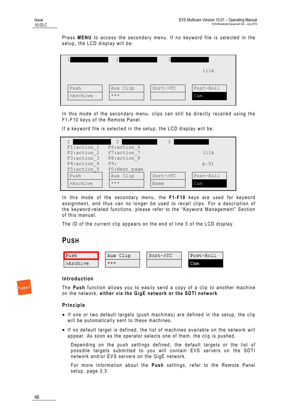 Push, Introduction, Principle | EVS MulticamLSM Version 10.03 - July 2010 Operating Manual User Manual | Page 55 / 195