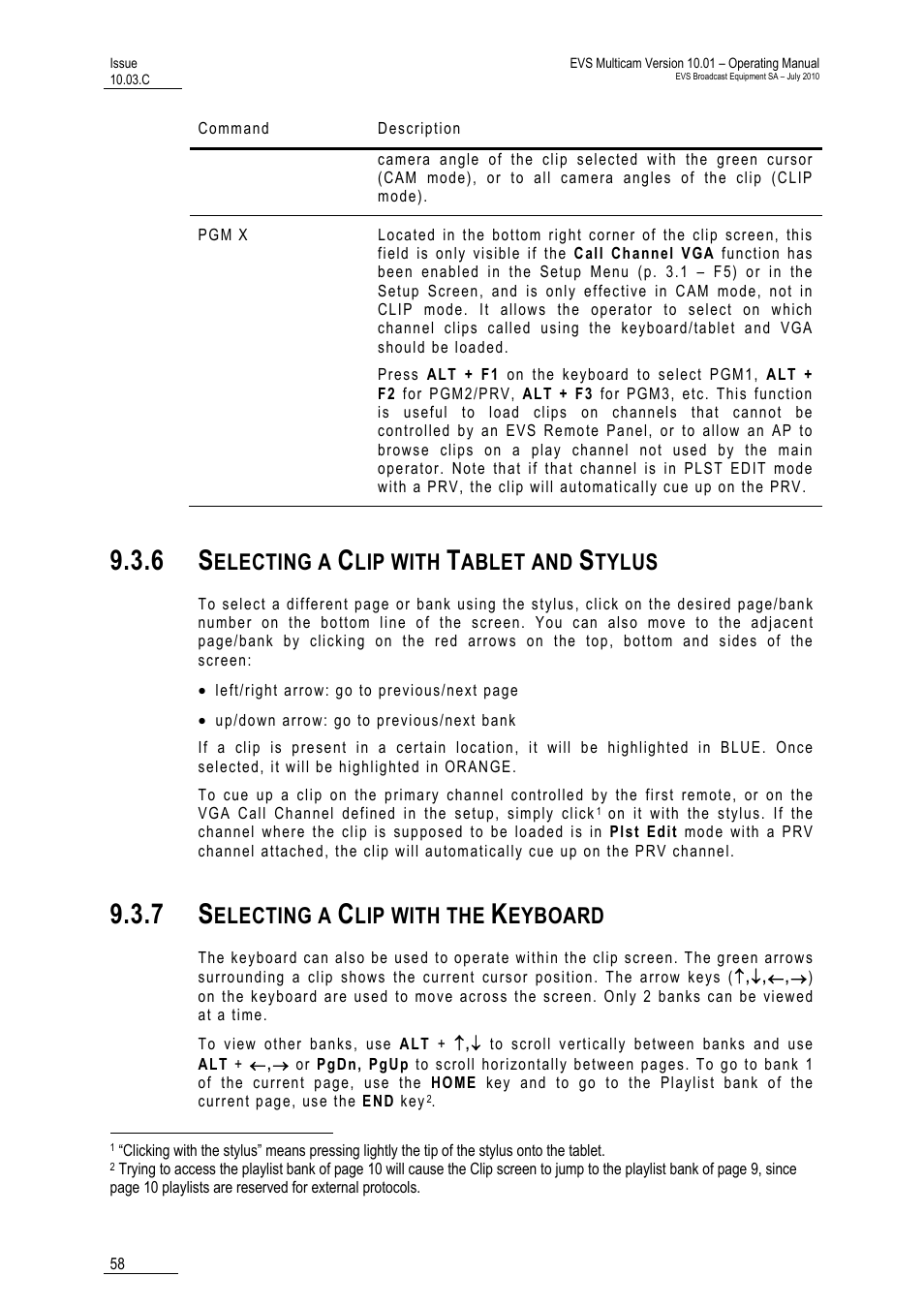 6 selecting a clip with tablet and stylus, 7 selecting a clip with the keyboard, Yboard | Electing a, Lip with, Ablet and, Tylus, Lip with the, Eyboard | EVS MulticamLSM Version 10.03 - July 2010 Operating Manual User Manual | Page 67 / 195