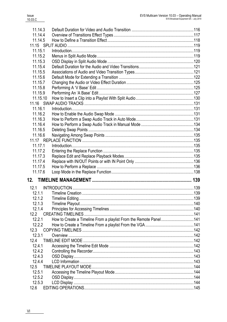 Timeline management | EVS MulticamLSM Version 10.03 - July 2010 Operating Manual User Manual | Page 7 / 195