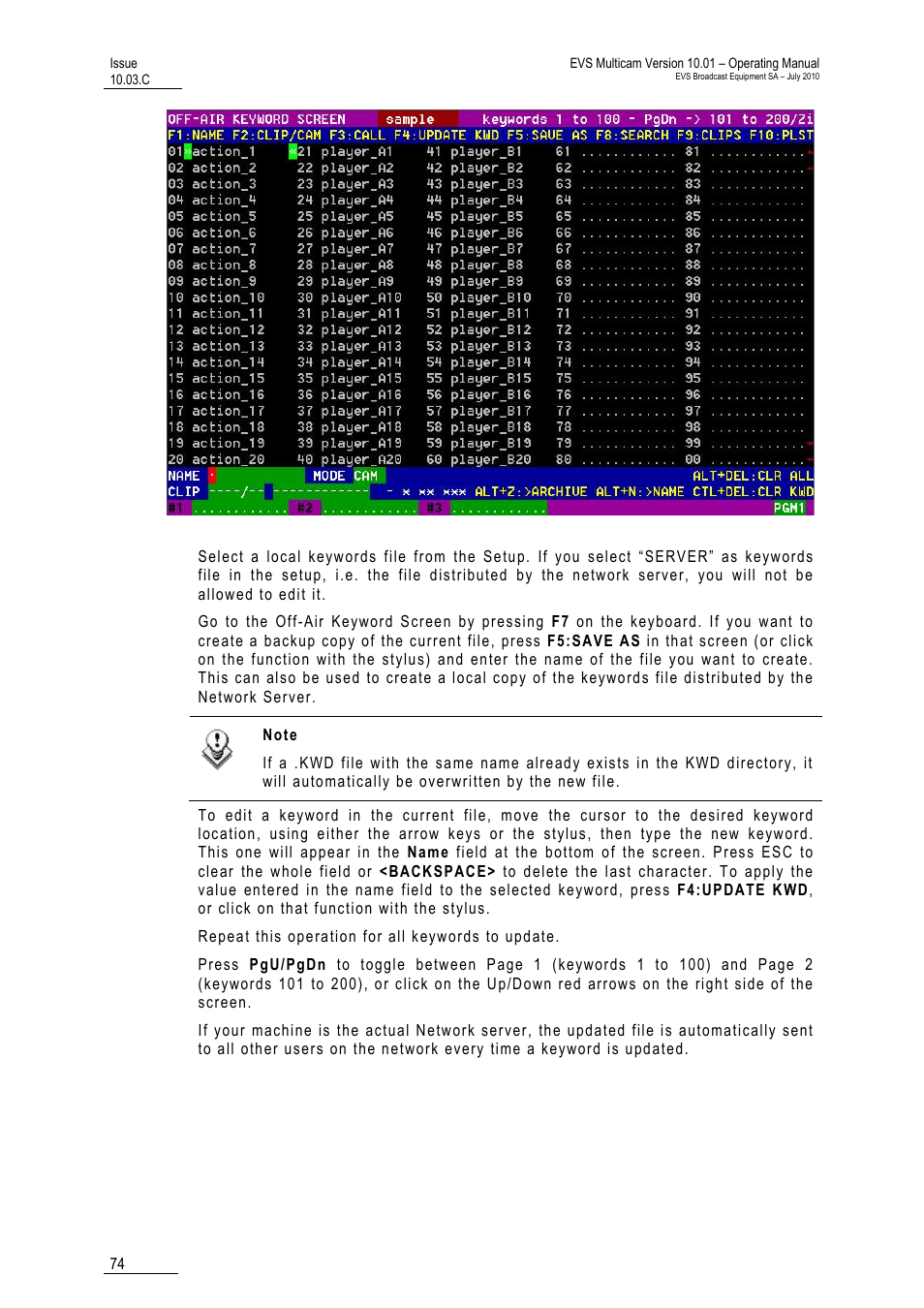 EVS MulticamLSM Version 10.03 - July 2010 Operating Manual User Manual | Page 83 / 195