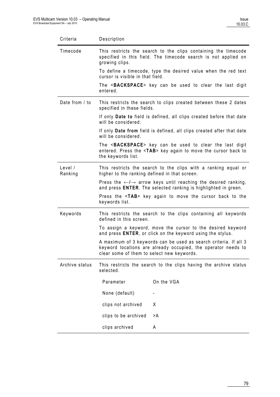 EVS MulticamLSM Version 10.03 - July 2010 Operating Manual User Manual | Page 88 / 195