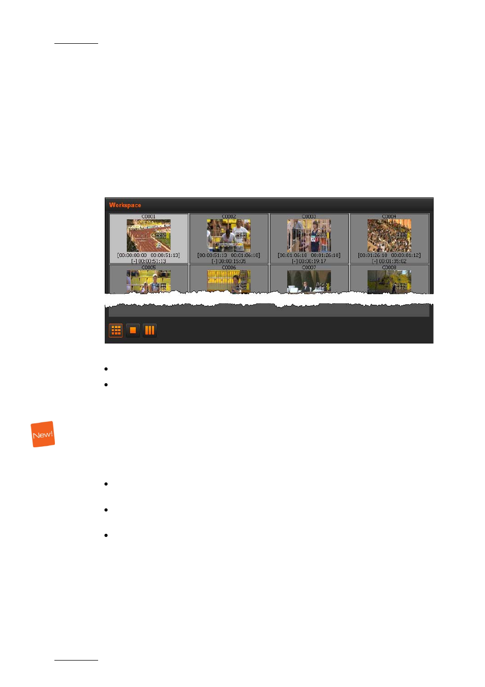Thumbnail view in the workspace area, Humbnail, Iew in the | Orkspace | EVS Xedio Dispatcher Version 3.1 - December 2010 User Manual User Manual | Page 31 / 72