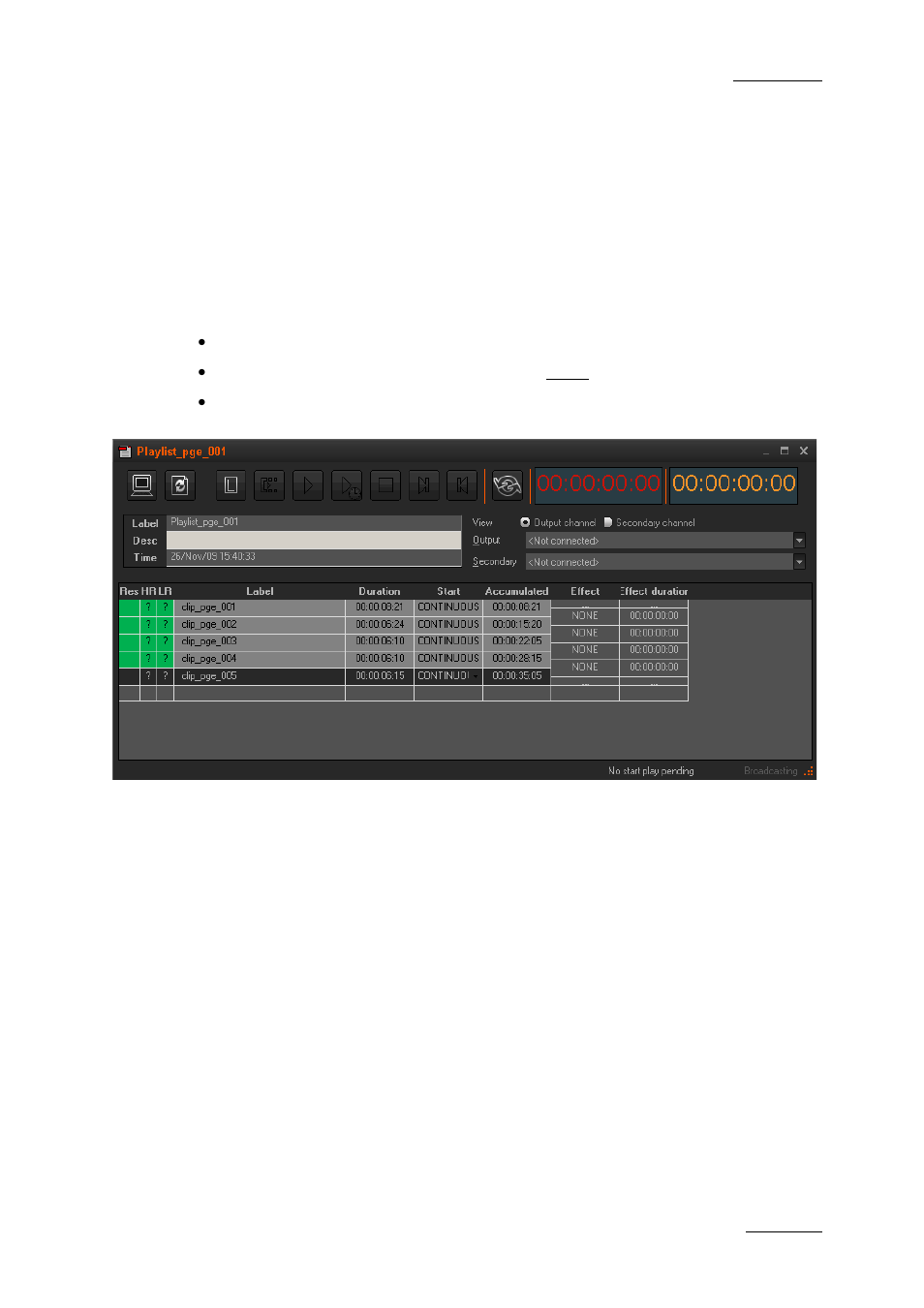 3 playlist management, 1 opening a playlist, 2 renaming a playlist | 3 deleting a playlist, 4 exporting a playlist, Playlist management, Opening a playlist, Renaming a playlist, Deleting a playlist, Exporting a playlist | EVS XEDIO Playout Organizer Version 4.2 - June 2012 User Manual User Manual | Page 23 / 34