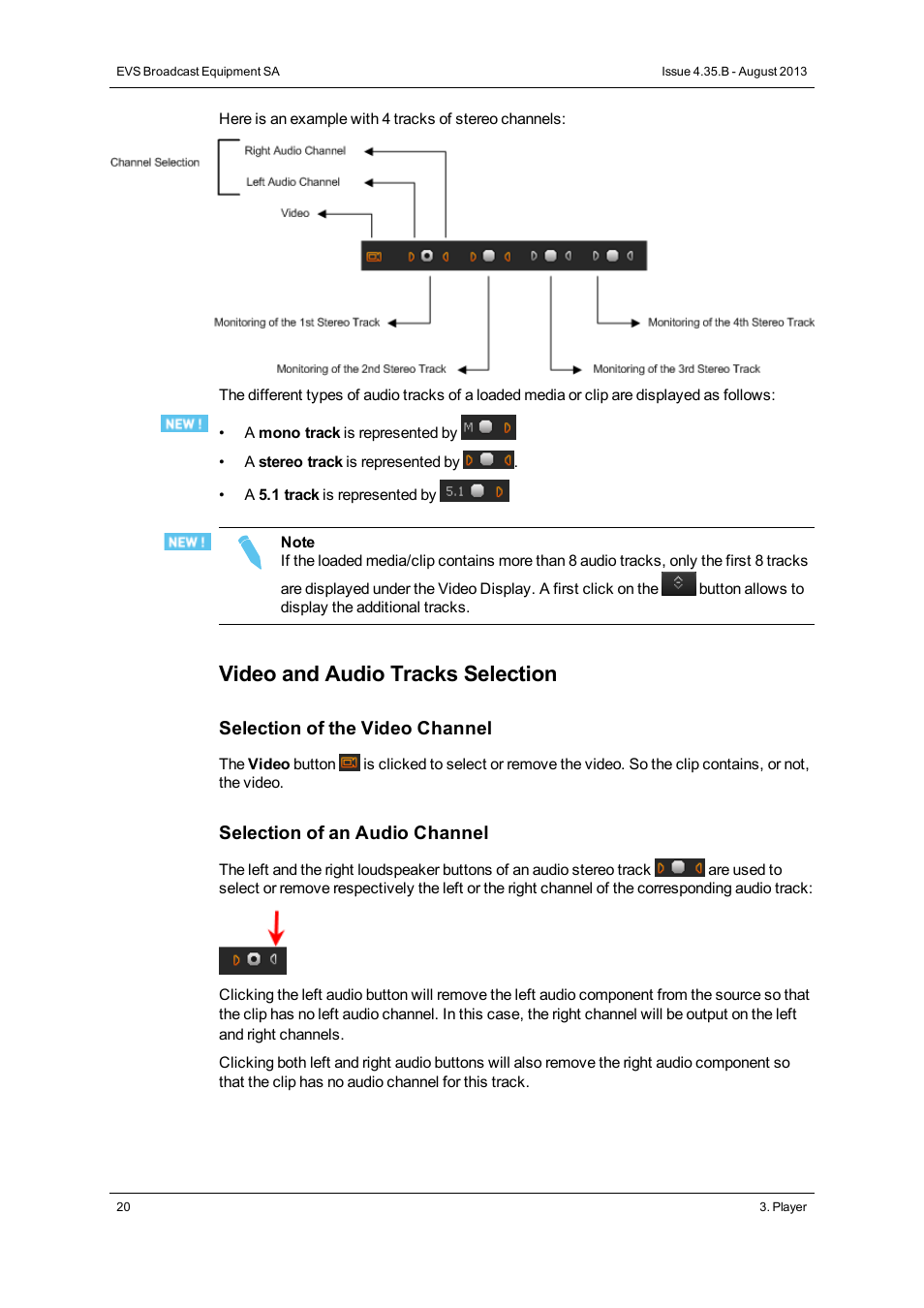 Video and audio tracks selection | EVS Xedio Approval Version 4.35 - August 2013 User Manual User Manual | Page 28 / 38