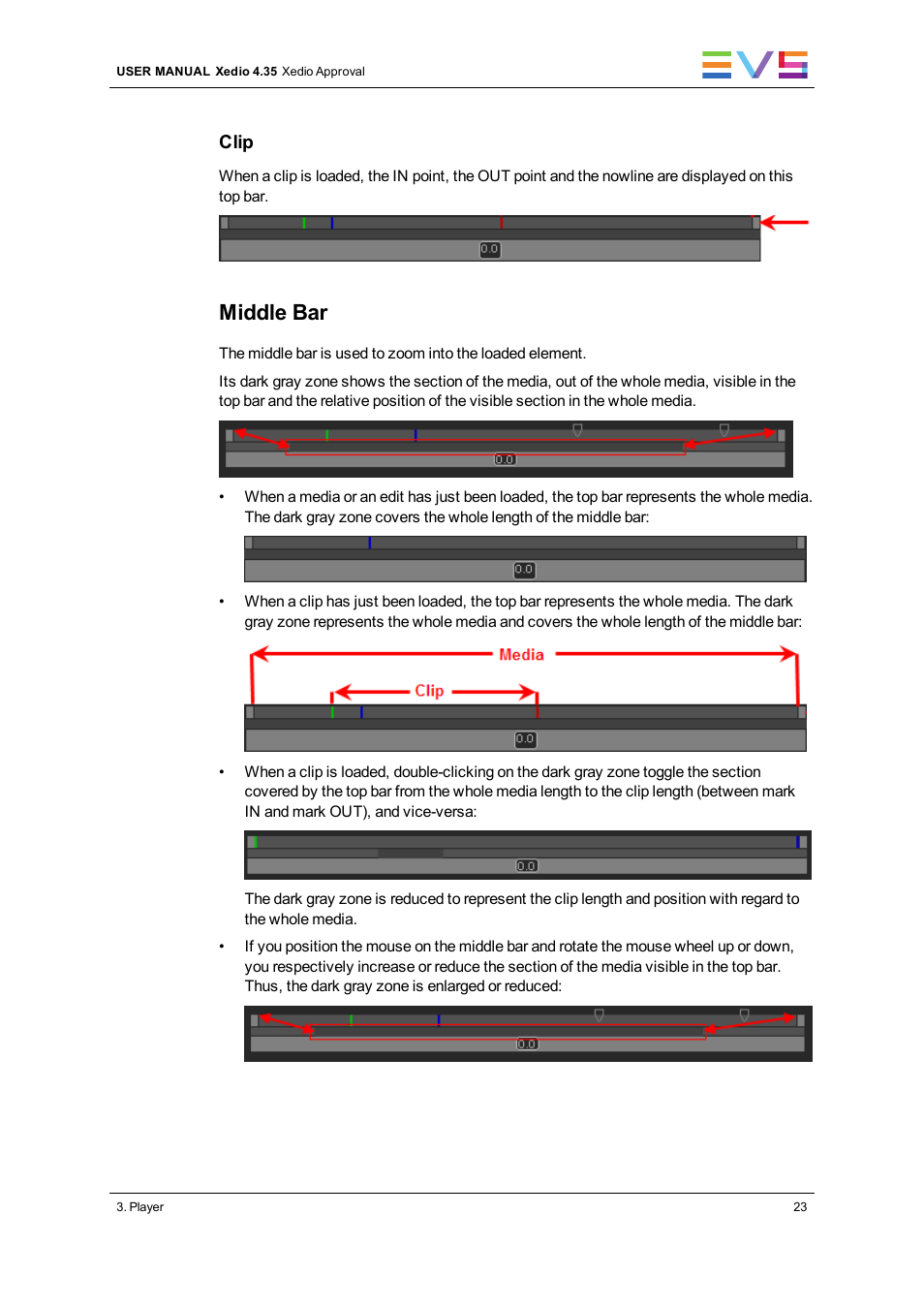 Middle bar | EVS Xedio Approval Version 4.35 - August 2013 User Manual User Manual | Page 31 / 38