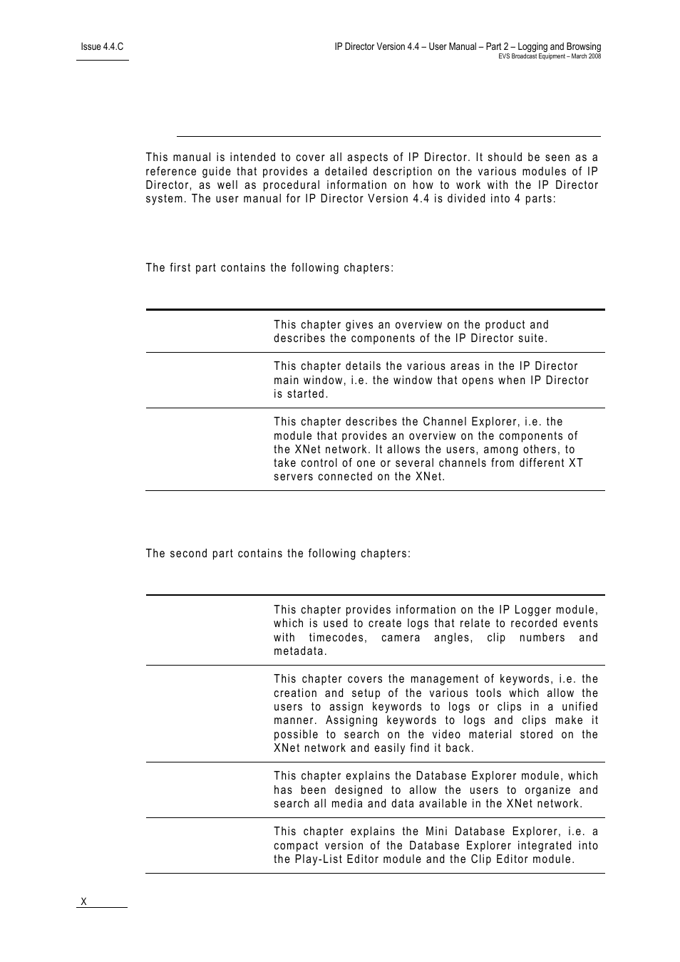 Part 1: introduction, Part 2: logging and browsing, About this manual | EVS IPDirector Version 4.4 - March 2008 Part 2 User's Manual User Manual | Page 11 / 136