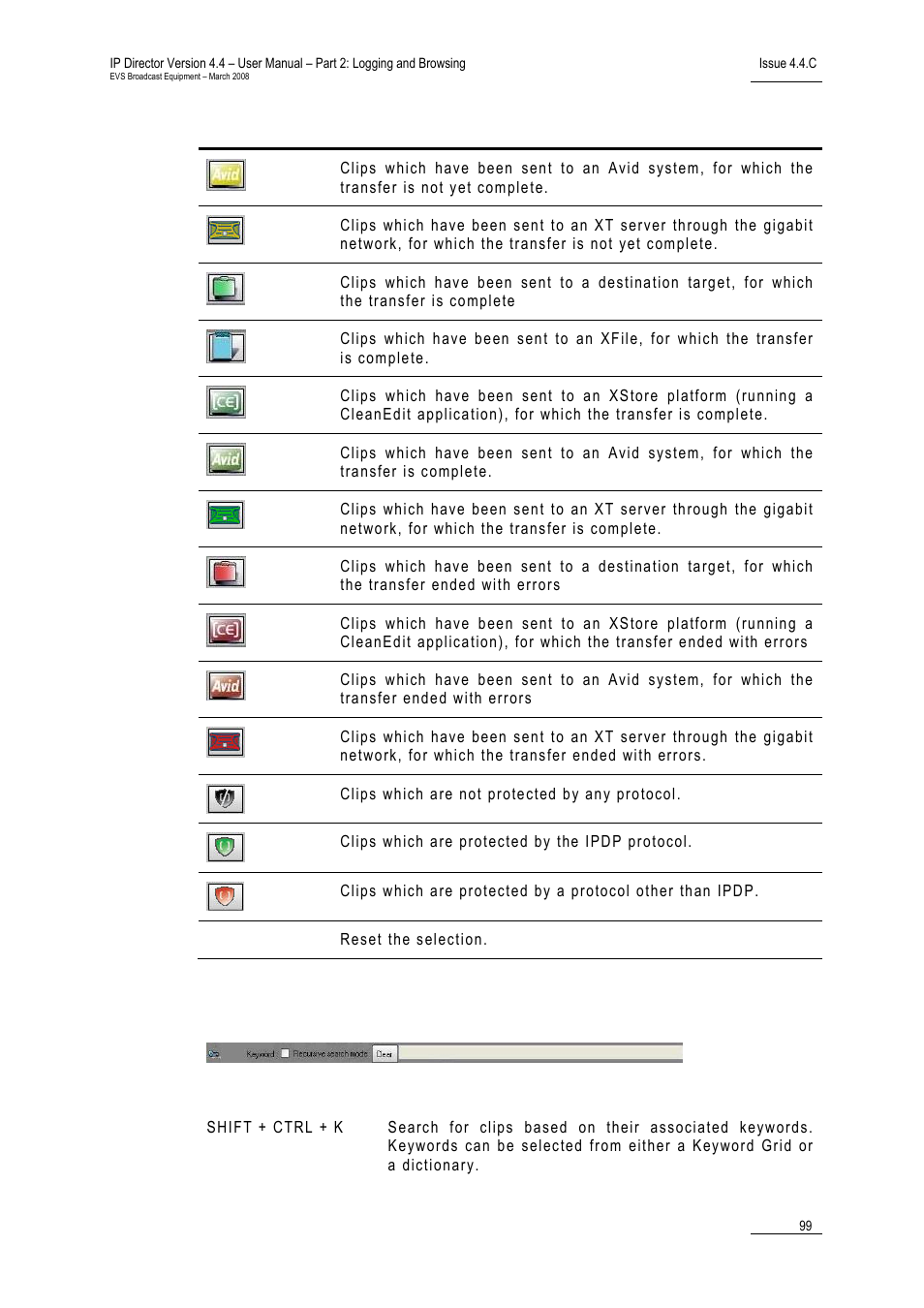Keyword search, Eyword, Earch | EVS IPDirector Version 4.4 - March 2008 Part 2 User's Manual User Manual | Page 112 / 136