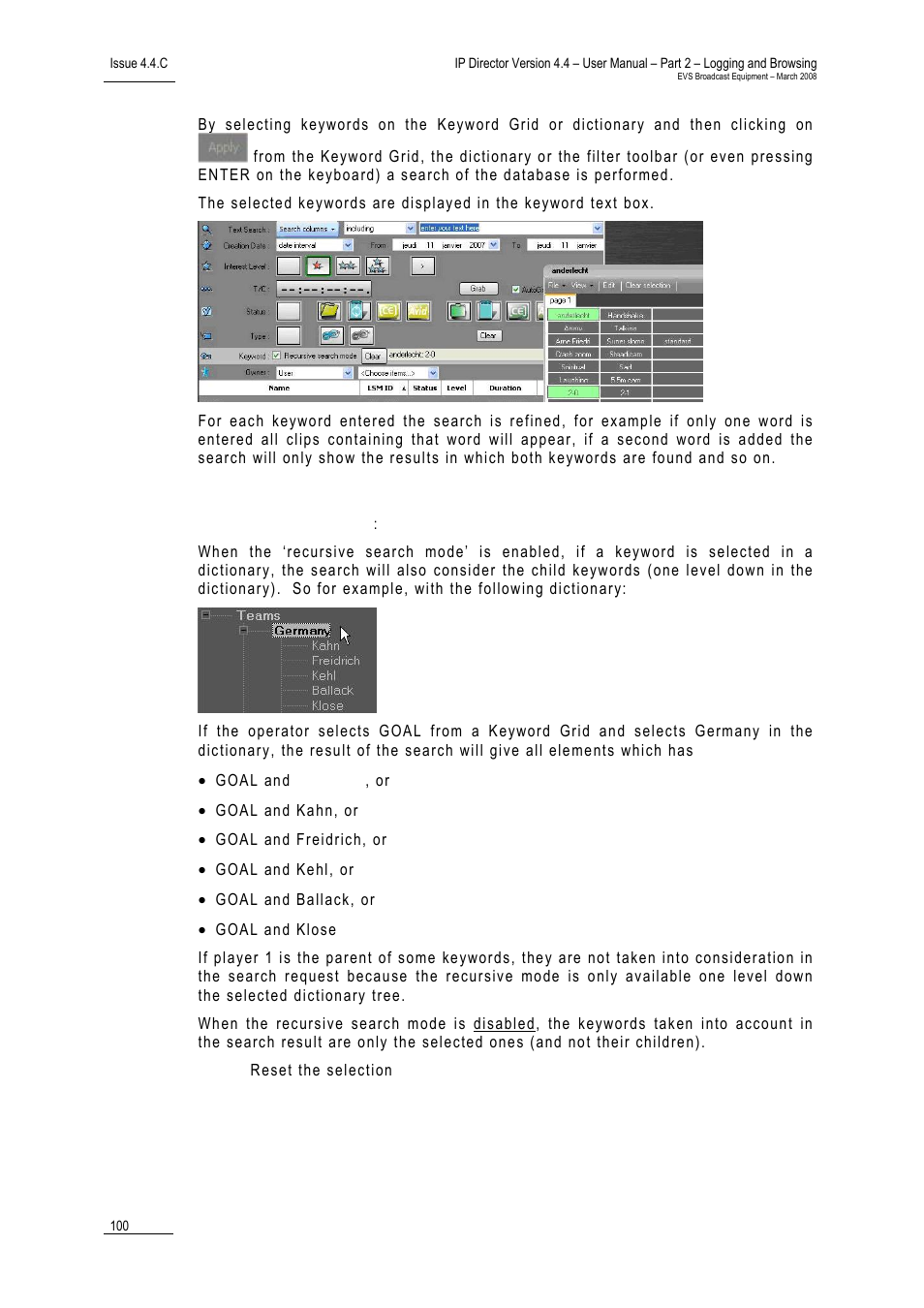 Parameters | EVS IPDirector Version 4.4 - March 2008 Part 2 User's Manual User Manual | Page 113 / 136